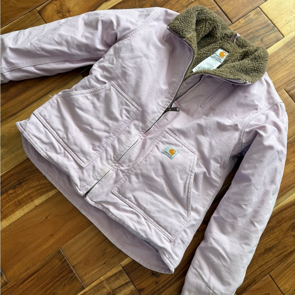 Carhartt Light Pink Sherpa-Lined Work Jacket women’s medium - Picture 2 of 6